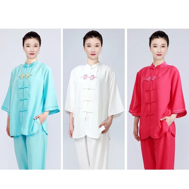 Summer Kung Fu Dress Martial Art Uniform Tai Chi Clothes Wushu Clothing Women Short Sleeve Multicolor Kun Master 2025 New Style