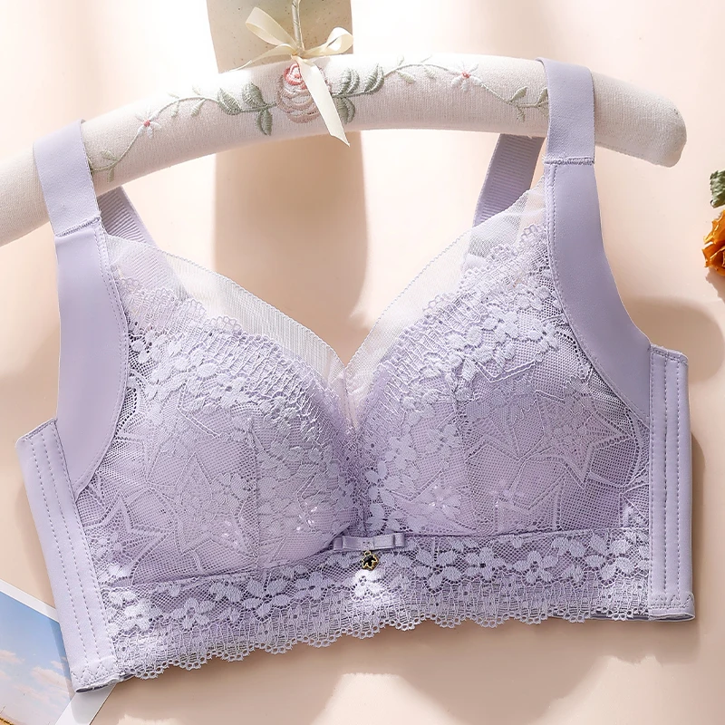 Spring And Summer New Five-breasted Thin Hole Cup Breathable Bra Without Underwire, Breast-proof Sagging Underwear Looks Thin Bh