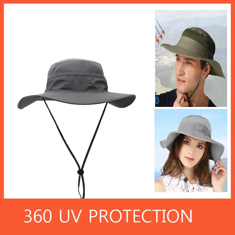 

Gift Idear Men Women Wide Brim Mesh Sport Sun Hat UPF 50+ Sun Protection Hat Beach Cap Bucket Hats Fishermen for Fishing Outdoor