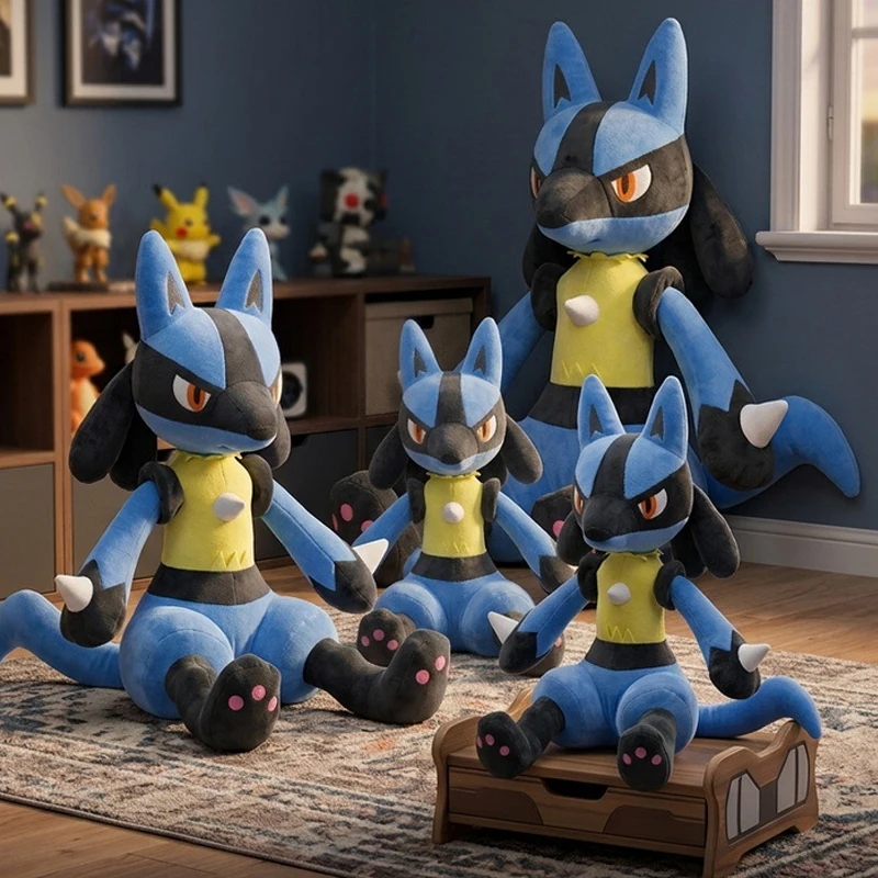 Peluches de Pokémon Lucario de 35/90 cm, Muñeco de Anime, Riolu de Dibujos Animados, Peluche Grande de Pokémon, Regalo Kawaii para Niños, Cumpleaños, Navidad