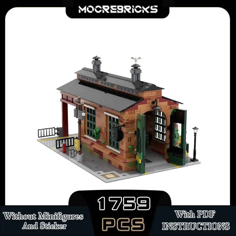 

MOC городской пейзаж грузовая загрузка и разгрузка старых товаров сарай угол модульная технология строительные блоки модель детские игрушки Gif