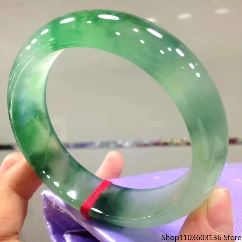 

Браслеты из настоящего нефрита, натуральный бирманский жадеит, 54 мм-64 мм, браслет ледяного зеленого цвета, элегантный браслет принцессы, лучшие легкие подарки для женщин