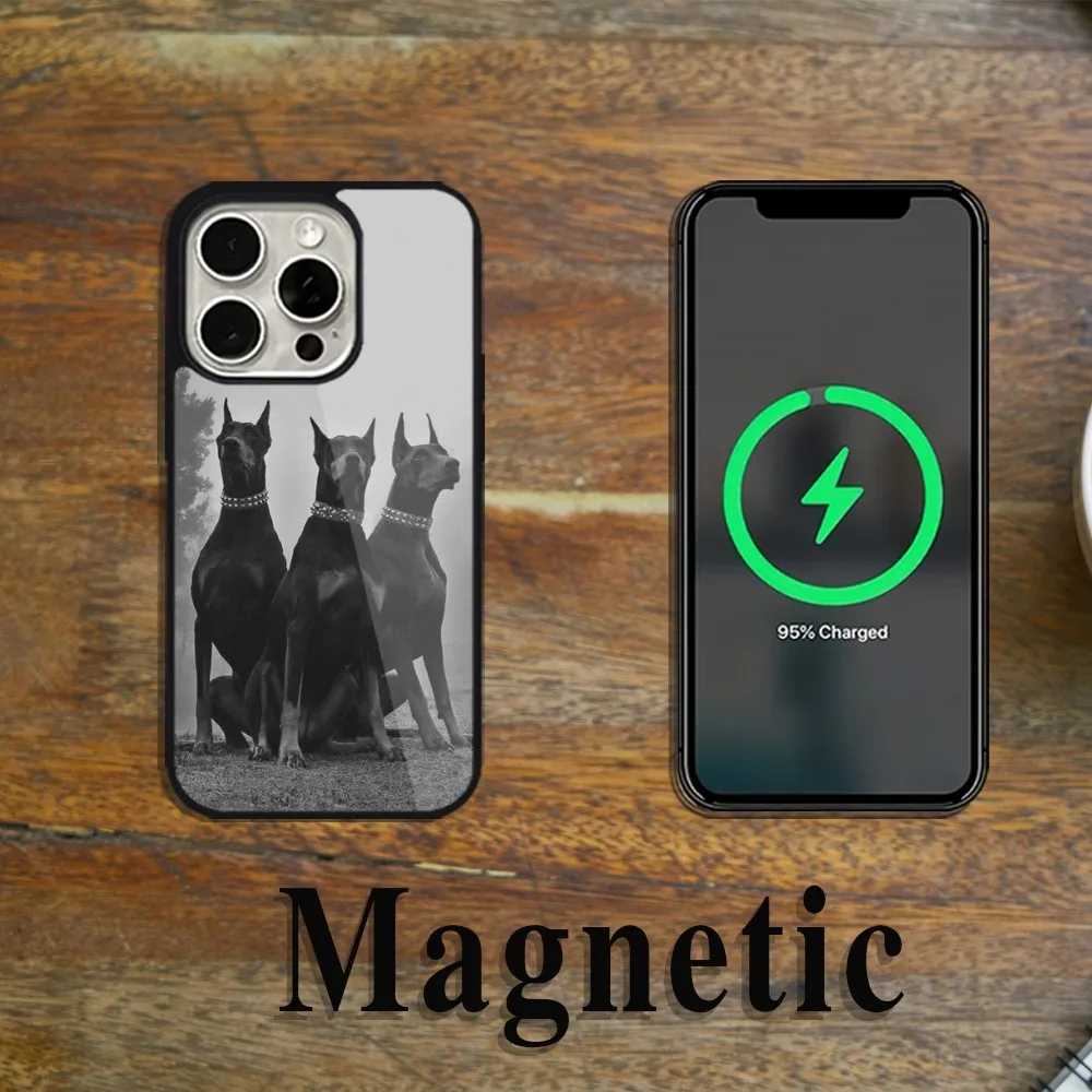 Doberman Dog Phone Case Magsafe Magnetic For iPhone 11 12 13 14 15 Pro Max Plus Wireless Charging