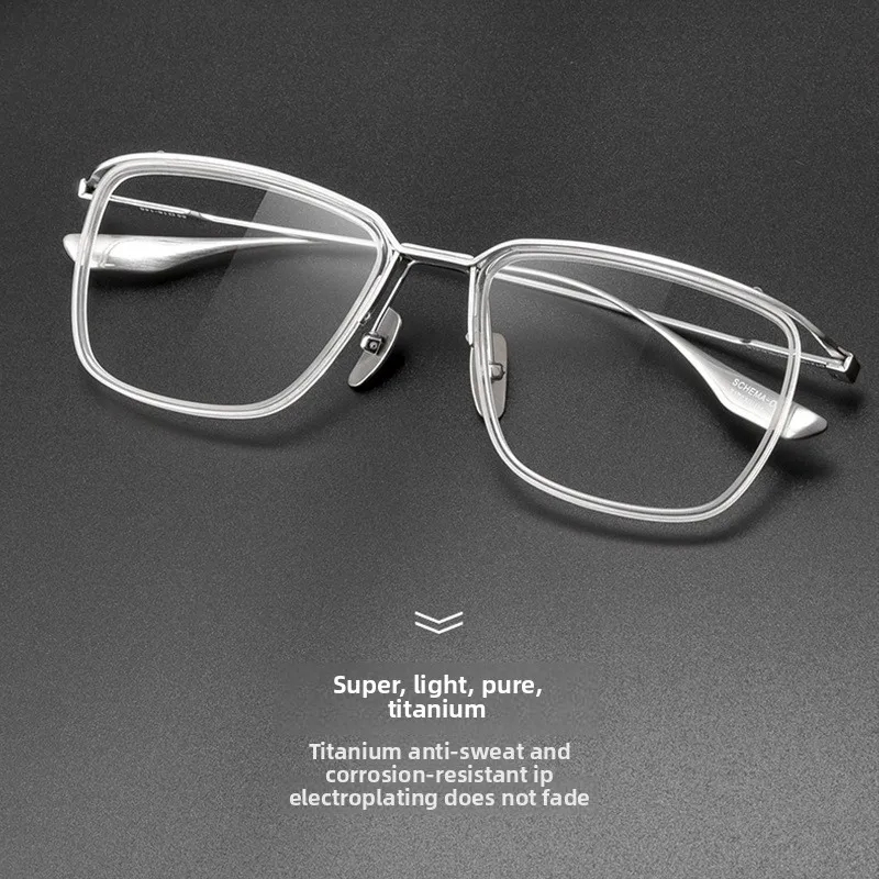 DT Replica di marca Occhiali da lavoro di lusso Occhiali da uomo quadrati in titanio puro Montatura da vista Occhiali da vista miopia