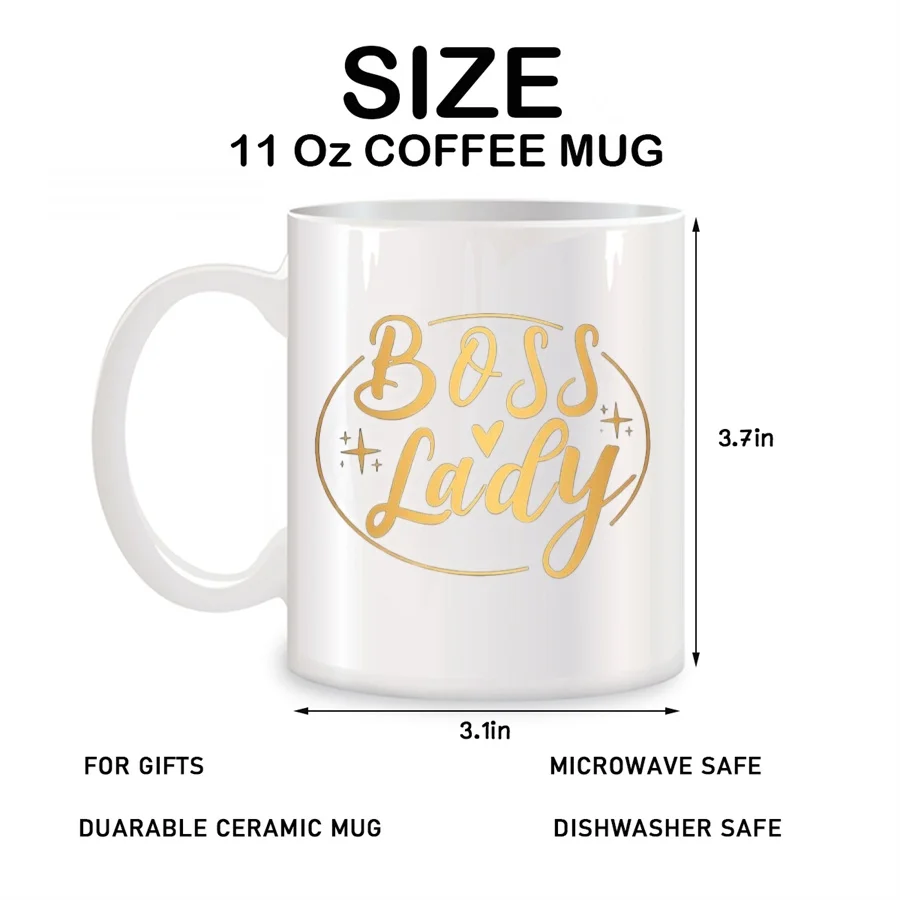 Boss Lady Mugs For Boss Women Managers Female Birthday Novelty Coffee Ceramic Tea Cups White 11 oz