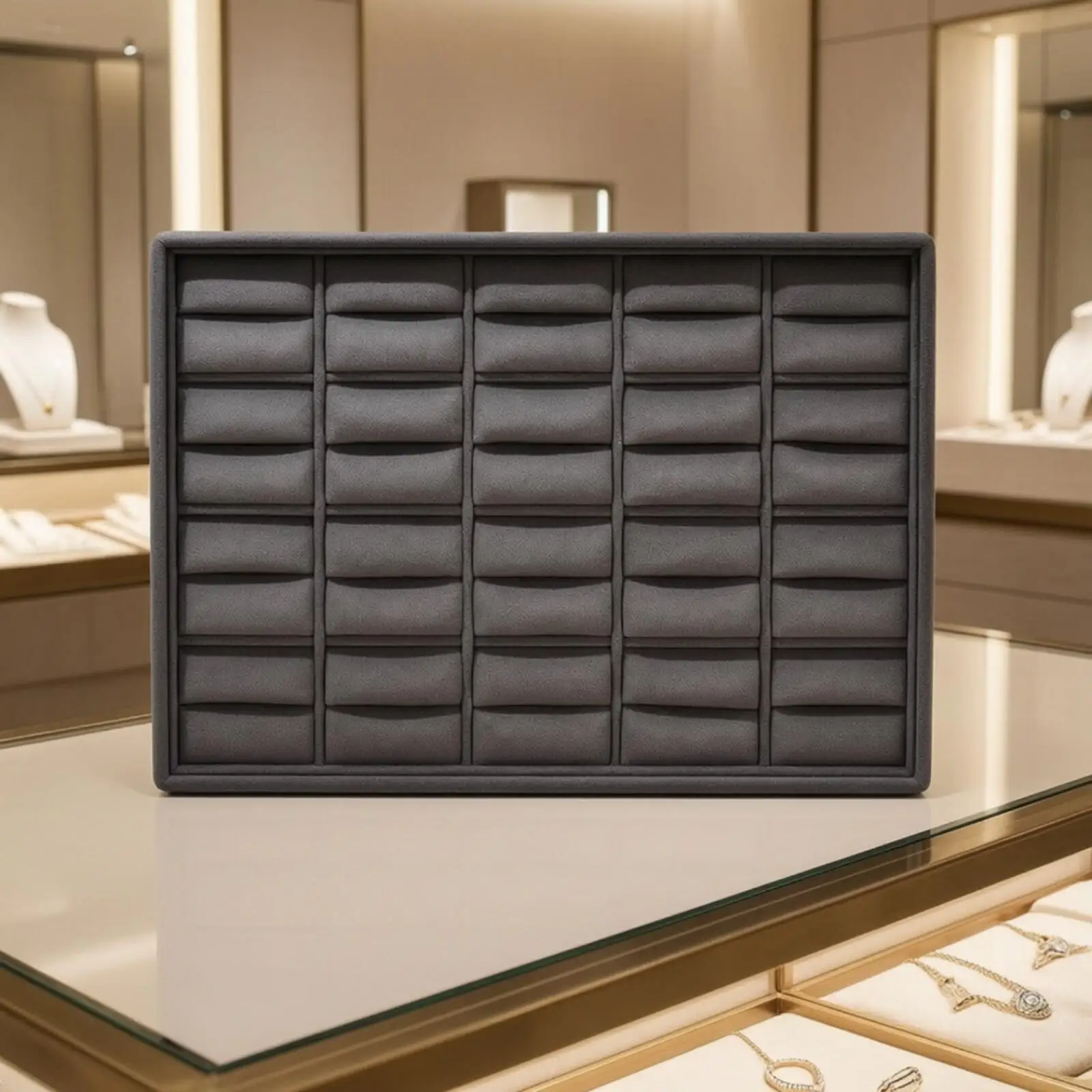Necklace Bracelet Display Tray Jewelry Box Organizer with Microfiber Padded Interior for Protection