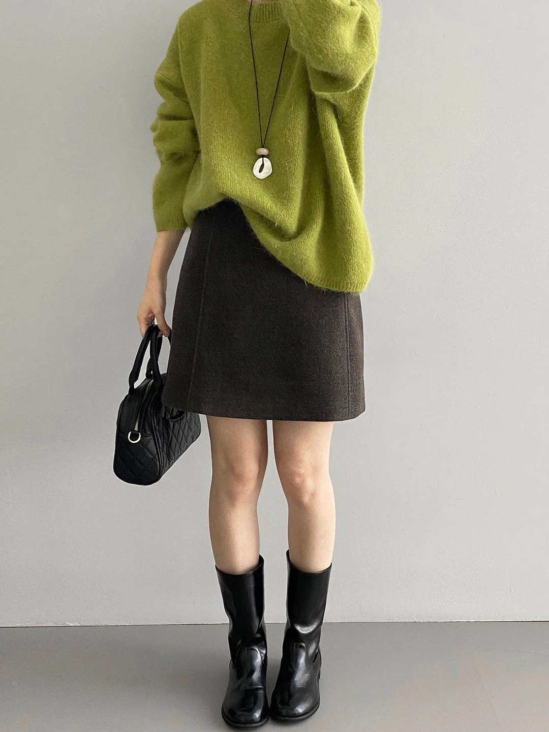 

Korean Sle High Waist Thiened Woolen Skirt Women's Autumn Winter New Sle A-Line f Body Skirt Slimming Effect