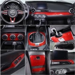 Car Soft Carbon Fiber Interior Decoration Cover Stickers for Mazda MX-5 2016-2023 Steering Wheel Dashboard Gear Shift Panel Trim