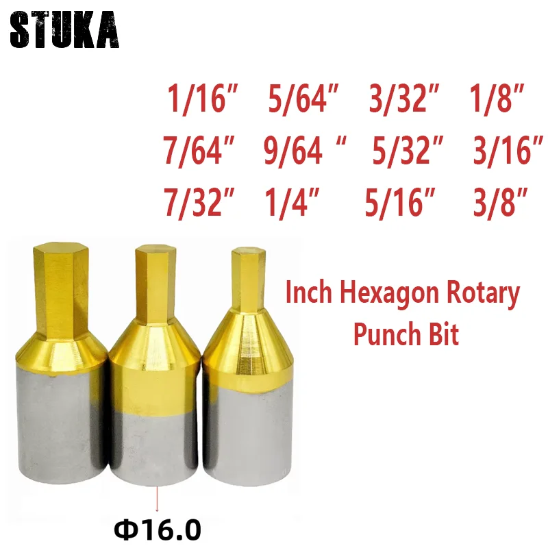 

Дюймовый 1/4 "5/16" 6,35 CT16 HSS-Tin роторный инструмент для протяжки, штамповочный резак, 16 мм хвостовик, внутренний шестигранник для стали