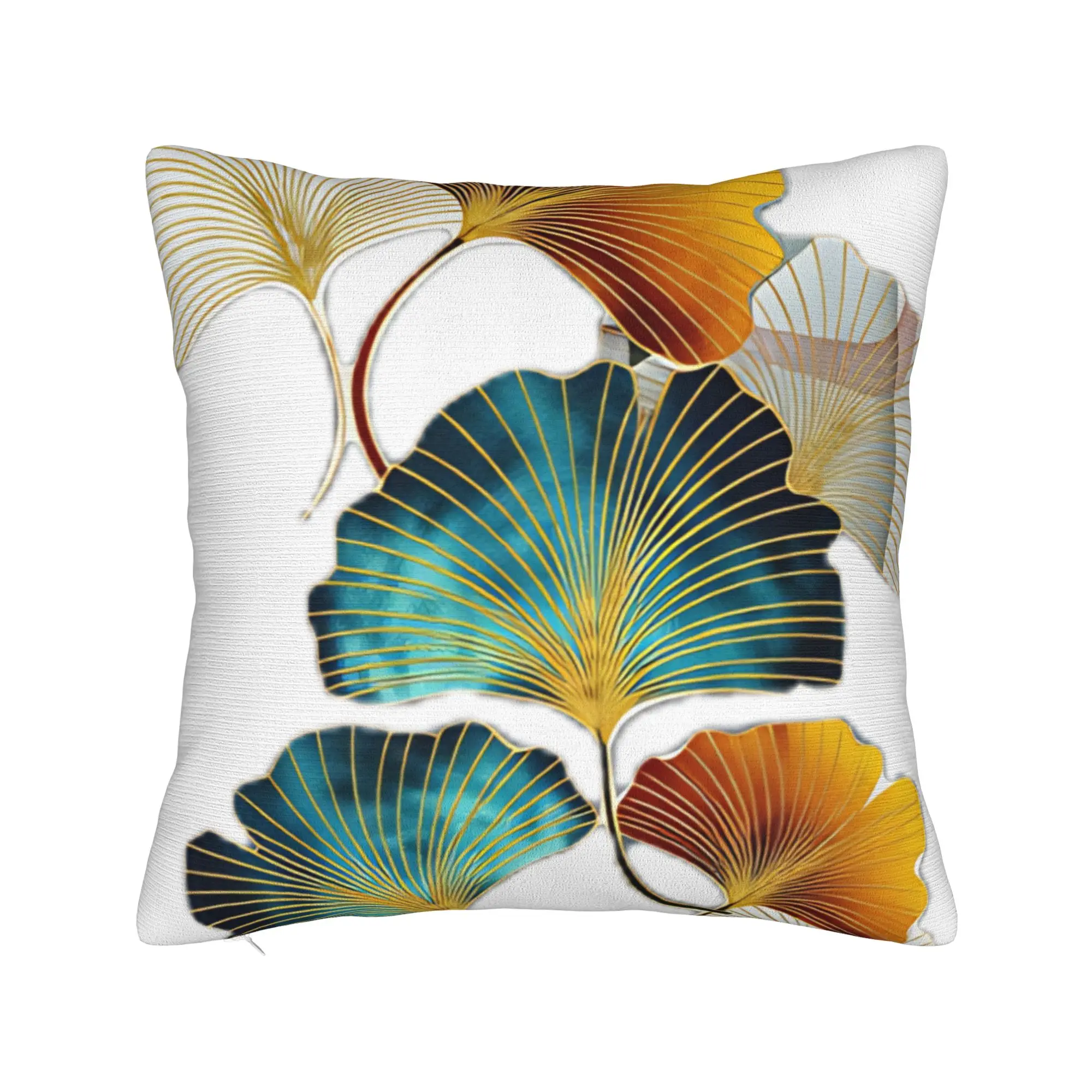Ginkgo Leaves Pillow Case  Square Pillow Cover For Sofa Car Home Decor Vintage Cushion Cover