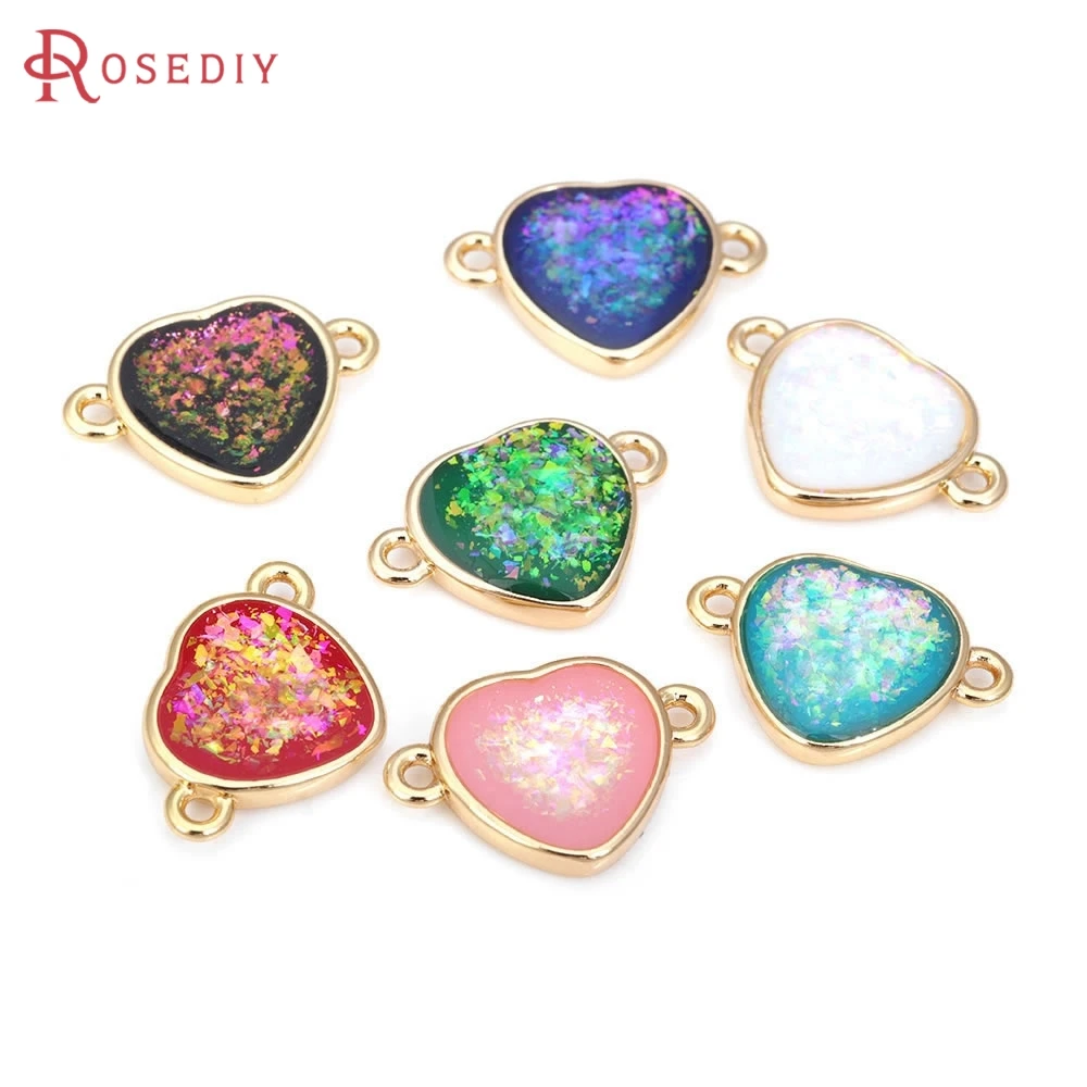 

High Quality 18K Gold Color Brass 2 Holes Heart Shape Connect Charms Pendants Jewelry Making Diy Findings Accessories