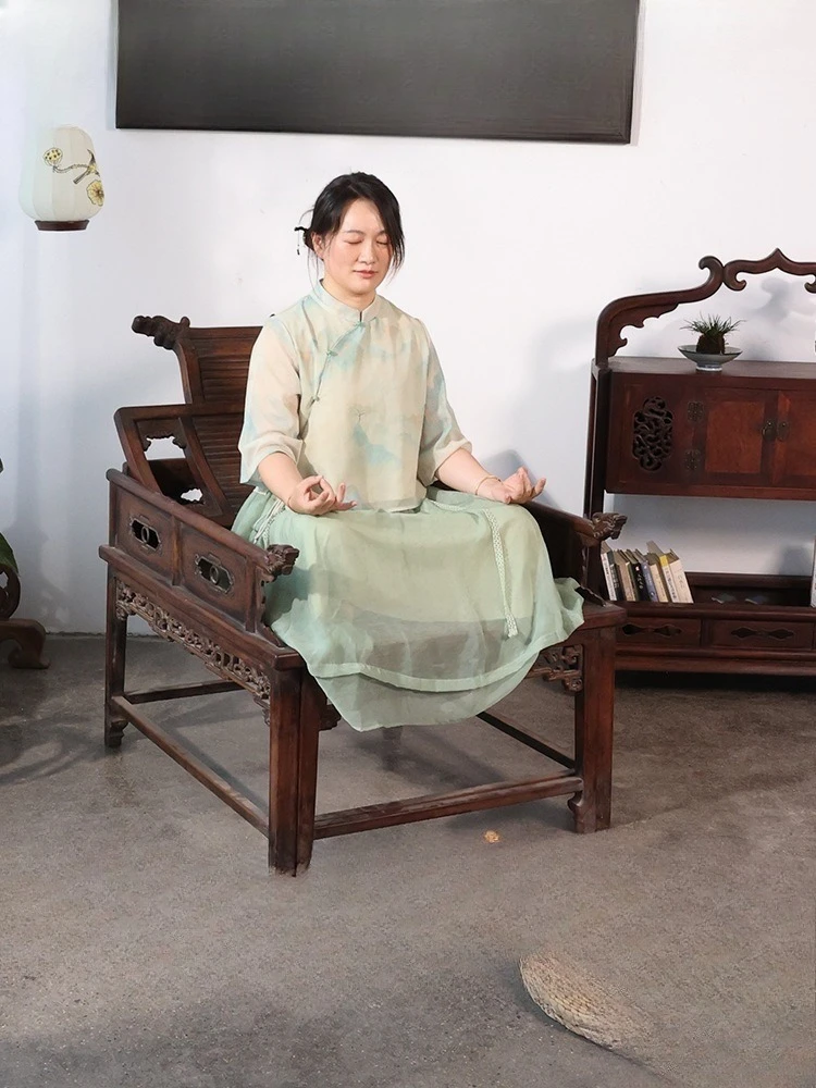 Folding chair, Zen chair, meditation chair, retractable solid wood Chinese antique