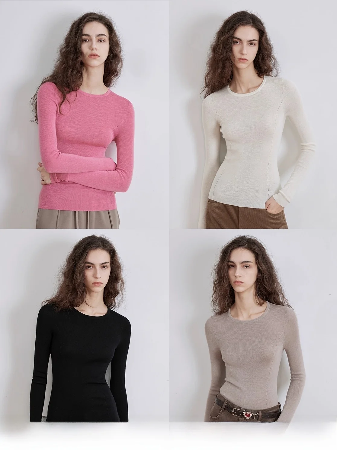 

Fuzhen Ultrine Wool Knitted Base irt Women's round Ne Sl One-Piece hine Waable Camere Color Commute ...