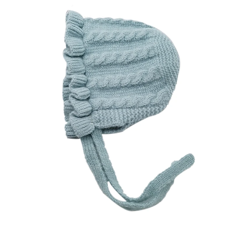 Baby Girl Earflap Bonnet Cap Infant Toddler Ruffle Knit Beanie Pilot Hat