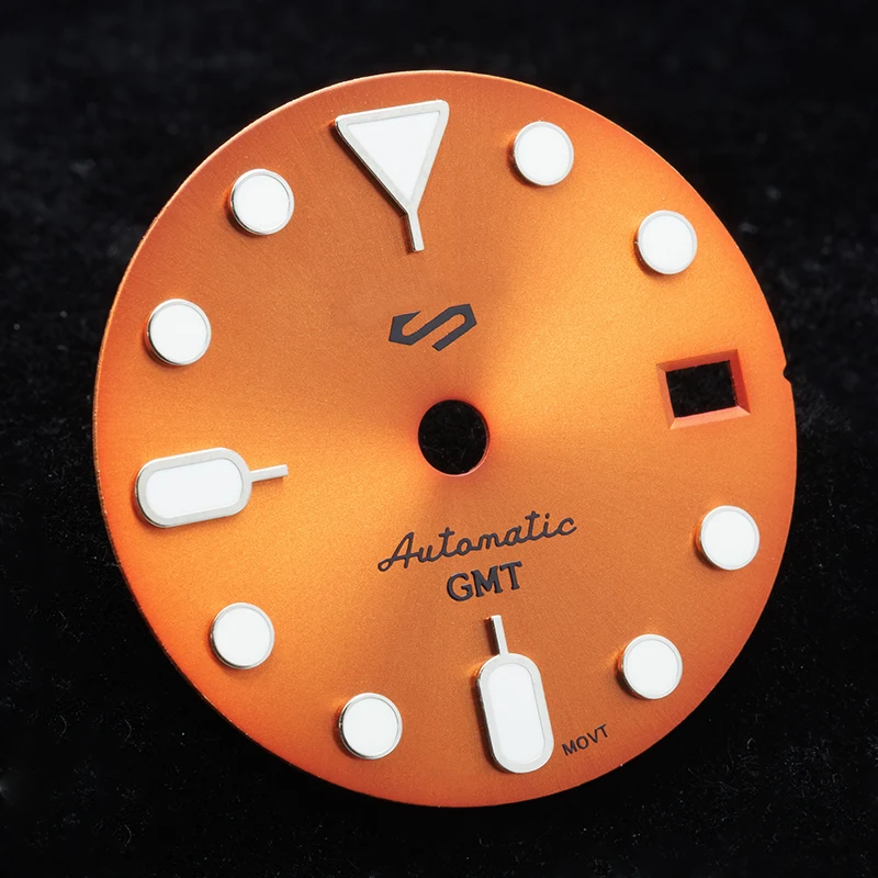 Циферблат часов 28,5 мм со стрелками GMT Sunray, светящаяся подставка NH35 NH34, циферблаты, автоматический механизм