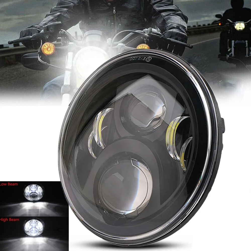

Universal 7inch Motorcycle Headlight Motorbike LED Front H4 Hi Low Light Headlamp For Honda Yamaha Kawasaki Cafe Racer