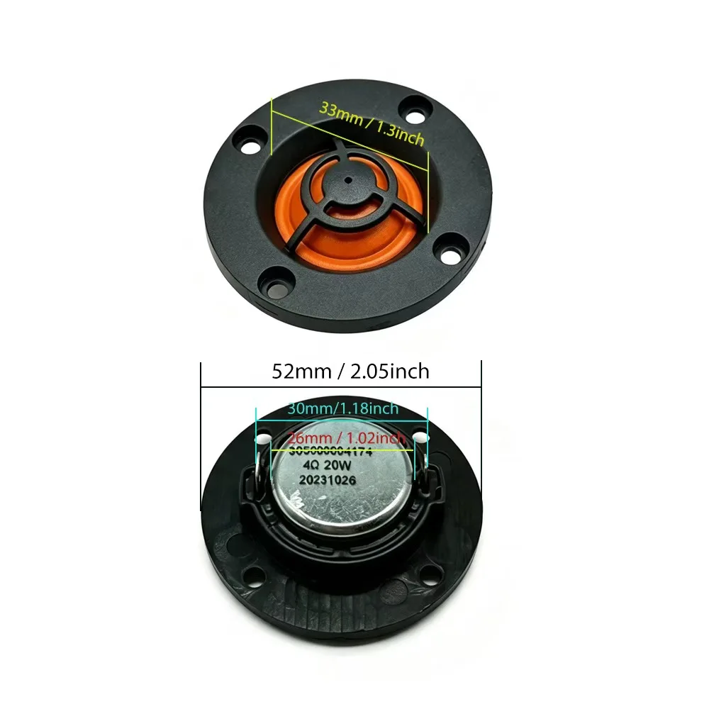 AUIN 2 Pcs 52MM Tweeter 4 Ohms 20W Compression Speaker Driver 2 Inch Audio Hifi Thin Mini Driver DIY Bluetooth Speakers - view 2
