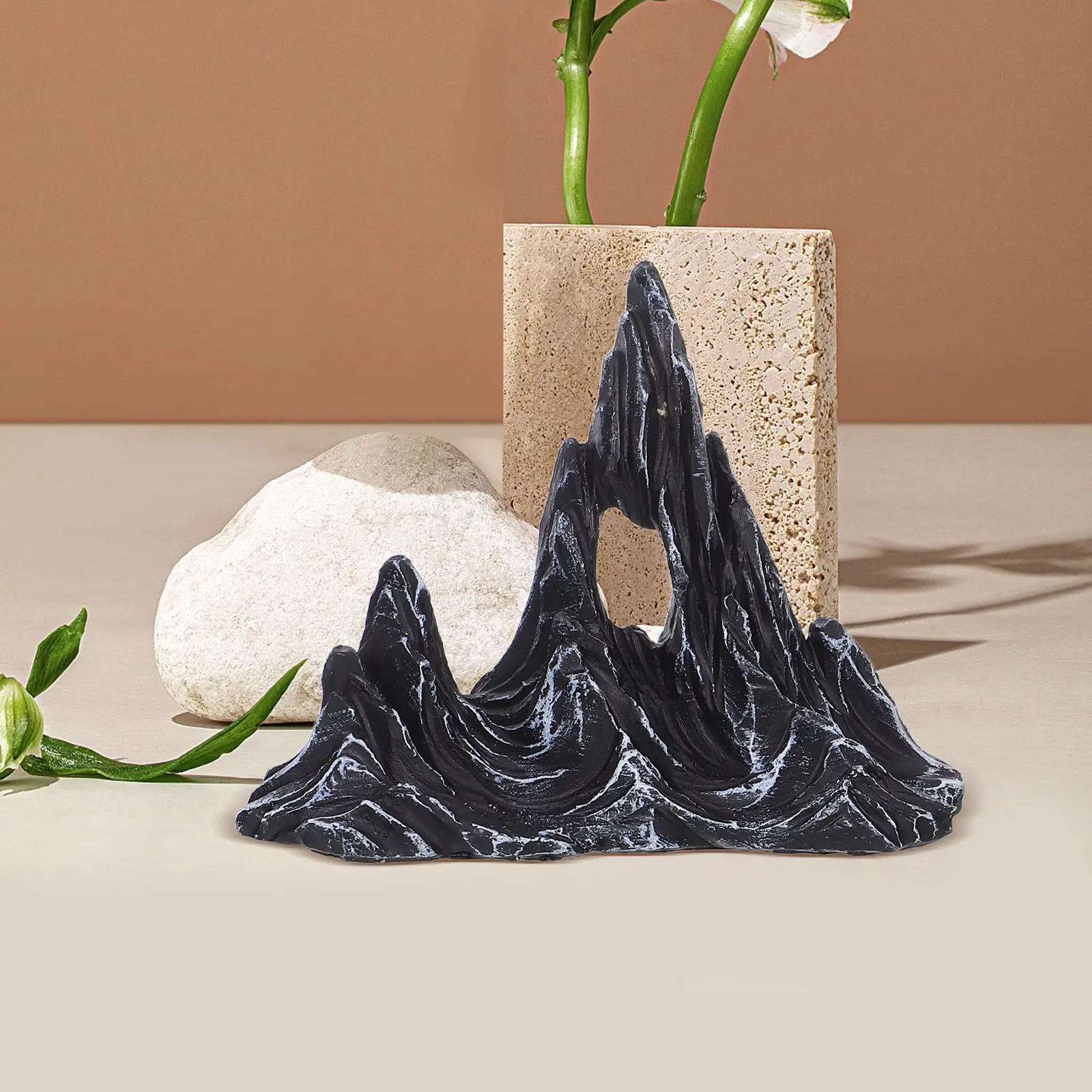 

2pcs Fish Tank Mountain Hill Ornament Resin Rock Aquarium Landscape Decoration Artificial Stone For Tank Terrarium Micro