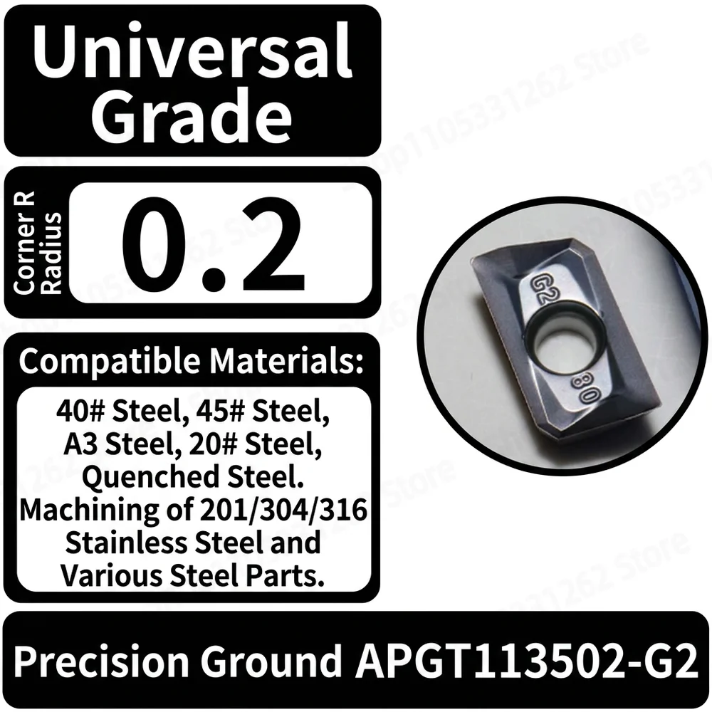 10 Carbide Milling Inserts APGT113502-G2 Precision Grounds R02 for Carbon Steel Quenched Steel Stainless Steel 201 304 316