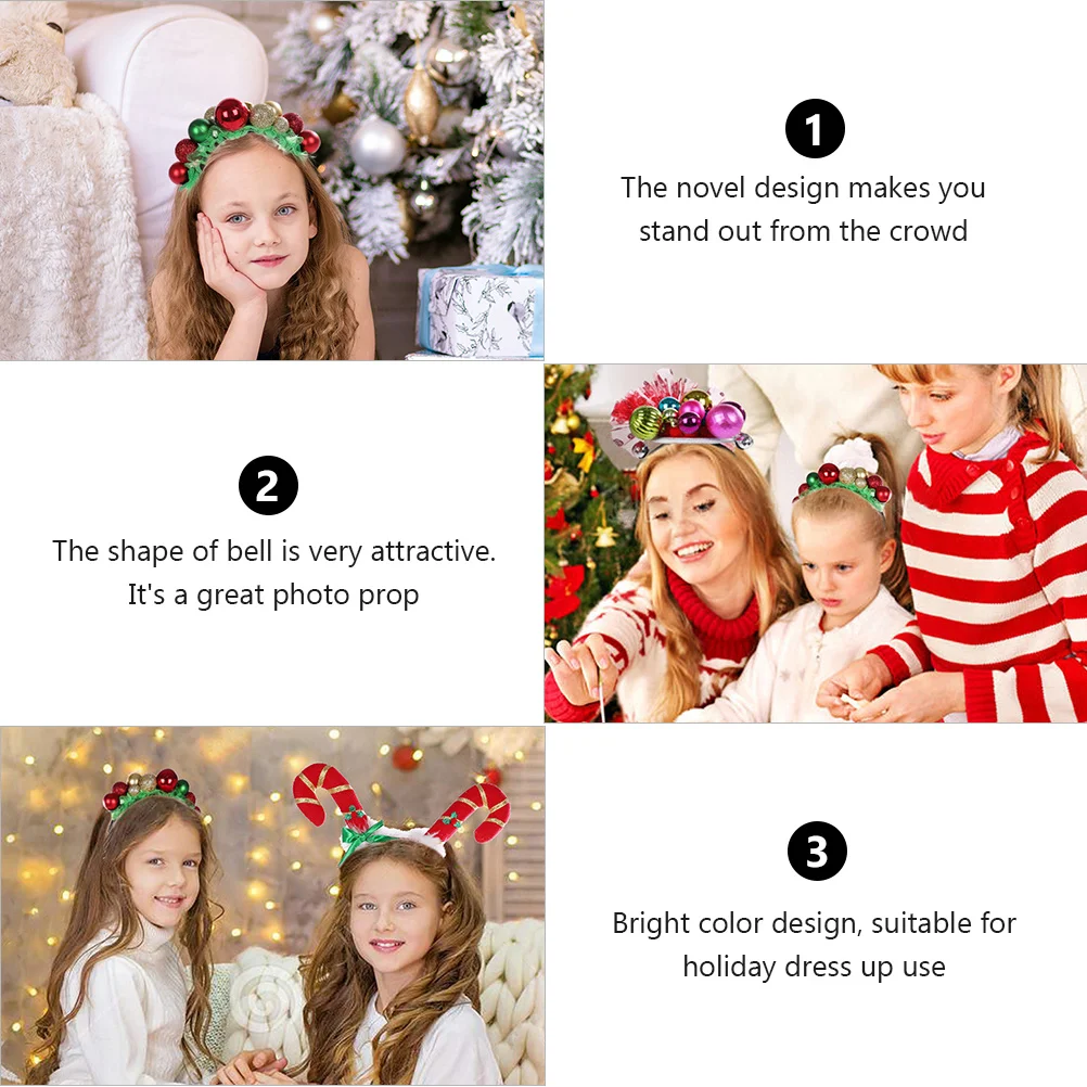 

Holiday Bell Hairband Christmas Party Accessory Festive Dance Event Costume Decoration Lovely Photo Prop Gift for Family