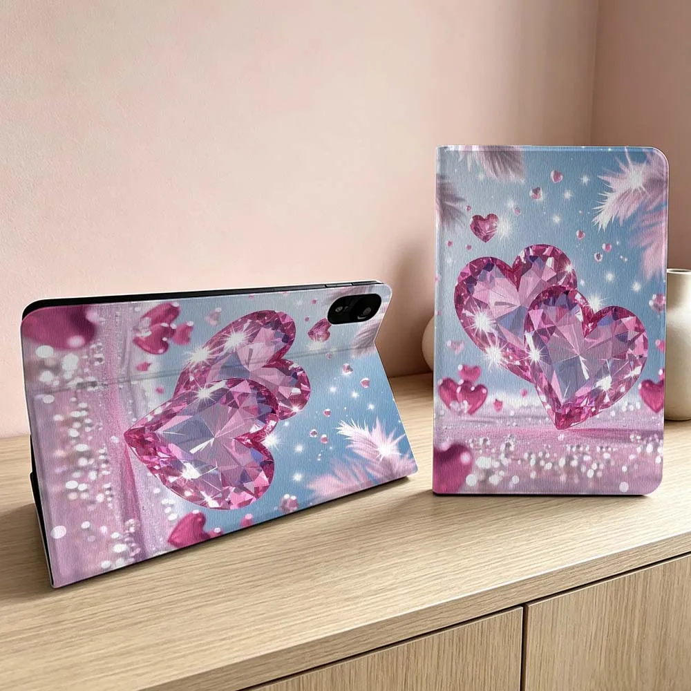 Sparkling Pink Heart Diamond Soft For Xiaomi Redmi Mi Pad 8 7 6 5 4 2 SE K Pro Max Ultra Poco Pad Inch Tablet Case