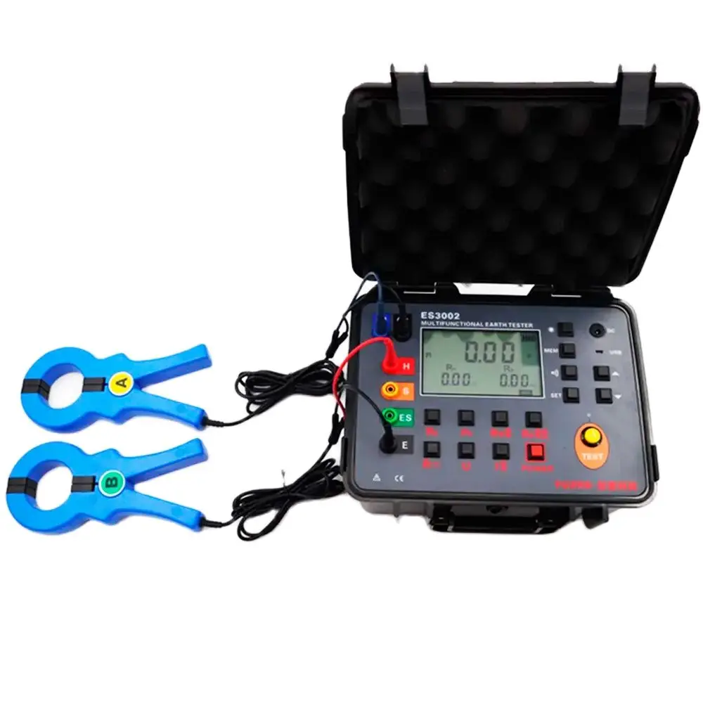 

ES3002 Double Clamp Multi-function Grounding Resistance Tester Earth Resistance Meter Soil Resistivity Tester