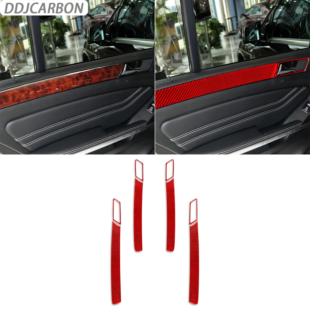 

For M Class W164 2005-2011 Red Carbon Fiber Interior Door Panel Strips Modification Suit Trim Car Accessories Sticker