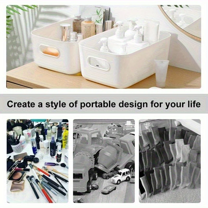 4pcs/1pc Desktop Miscellaneous Storage Box, Cosmetics and Snacks , Kitchen,Office, Home, Multifunctional Handheld Storage Box