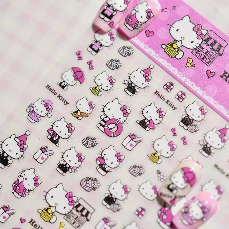 Kawaii Sanrio Hello Kitty adesivi per unghie studente Anime Cartoon Kuromi adesivi per decorare unghie fai da te impermeabili regalo di compleanno per ragazza