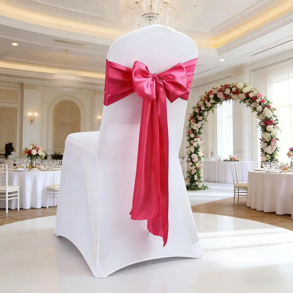 Hochzeit Dekoration Geburtstag Party Dunkelgrün Farbe Stuhl Schärpe Satin Selbst Krawatte Bands Knoten Hotel Bankett Weiß Stuhl Abdeckung Dekor – Detail 16
