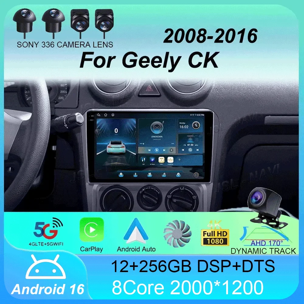 

Android 16 Car Radio Carplay Auto 2K Screen Multimedia Video Player For Geely CK 2008 - 2016 Autoradio GPS Stereo 2din Head Unit