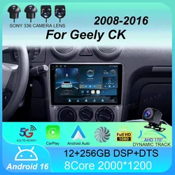 Android 16 Car Radio Carplay Auto 2K Screen Multimedia Video Player For Geely CK 2008 - 2016 Autoradio GPS Stereo 2din Head Unit