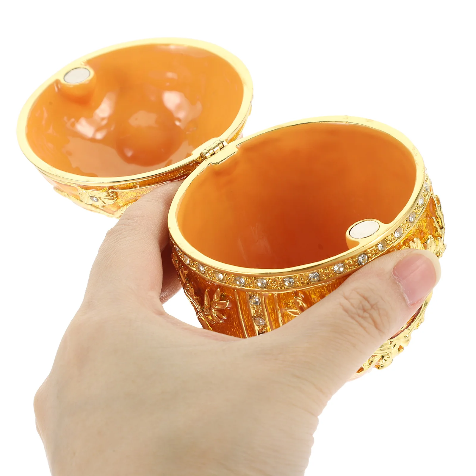 Pudełko na biżuterię z emalią w kształcie jajka, klasyczna dekoracja na biurko, unikalne etui na drobiazgi, piękna ozdoba do przechowywania ze stopu.