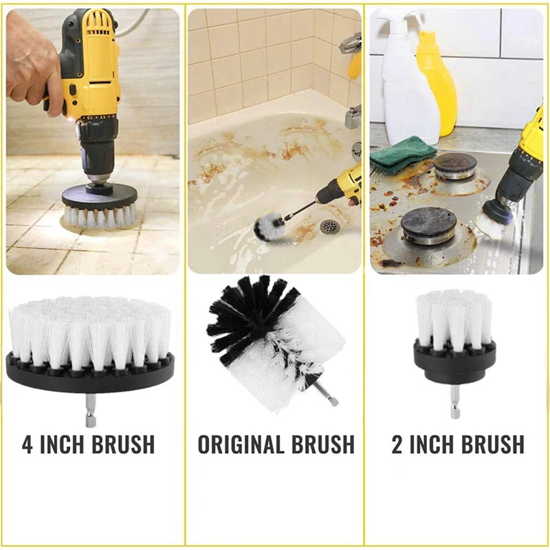 Electric Carpet Brush Drill Kit All Purpose Cleaner Auto Tires Cleaning Tools Bathroom Scrubber Brushes