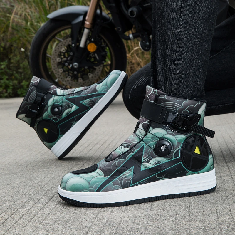 Lexsan Motorcycle Boots Men Leather Motos Breathable Anti Slip Wear-resistant Riders Boots Motorbike Racing Ankle Length Shoes