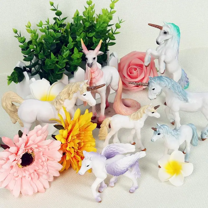 Hot Sale Simulation Animal Model Mythology Legend Color Pegasus Unicorn Plastic Solid PVC Action Figure Kids Collect Toys Gifts