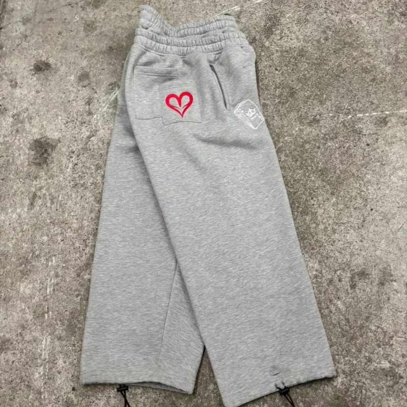 

Double waist pants loose Y2K poker embroidered jogging trousers punk street clothing loose men's and women's sports pants