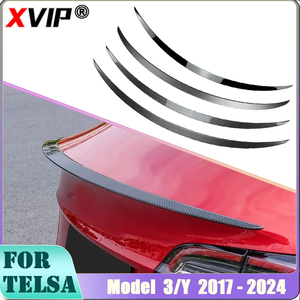 XVIP Spoiler z prawdziwego włókna węglowego dla Tesla ModeY 2021-24 Model3 2017-23 Highland 2024 Skrzydło bagażnika Oryginalne akcesoria do spoilerów samochodowych