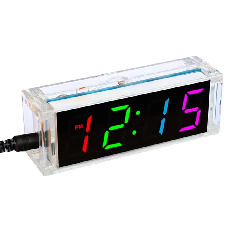 Colorful Digital Clock Electronic Kit DIY Parts Component Set Electronic Clock Welding Making Experiment Kit Durable Easy To Use