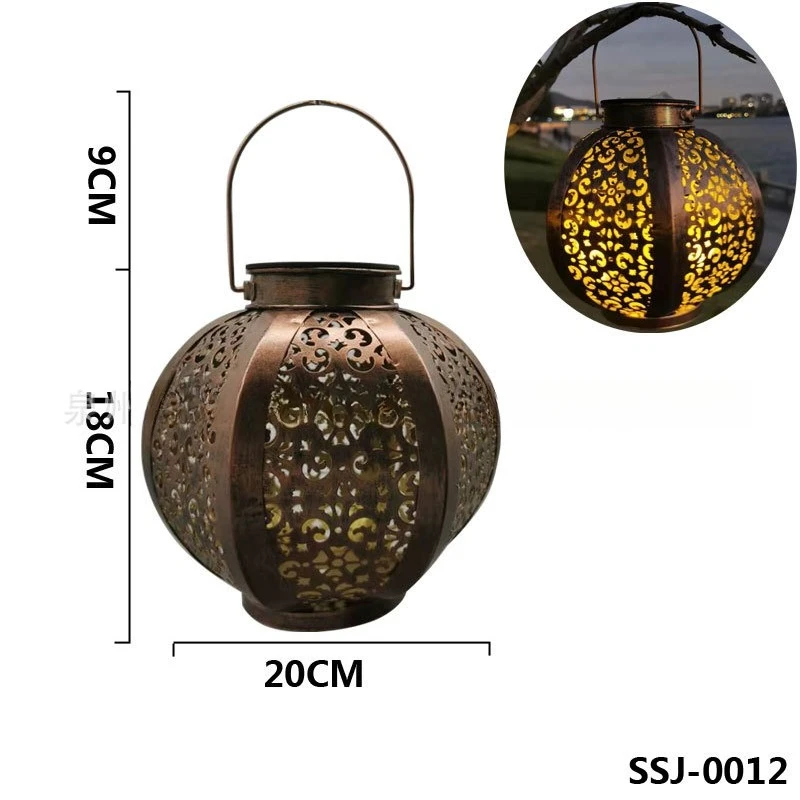 Amazon cross-border new solar wrought iron hanging light outdoor garden light waterproof villa