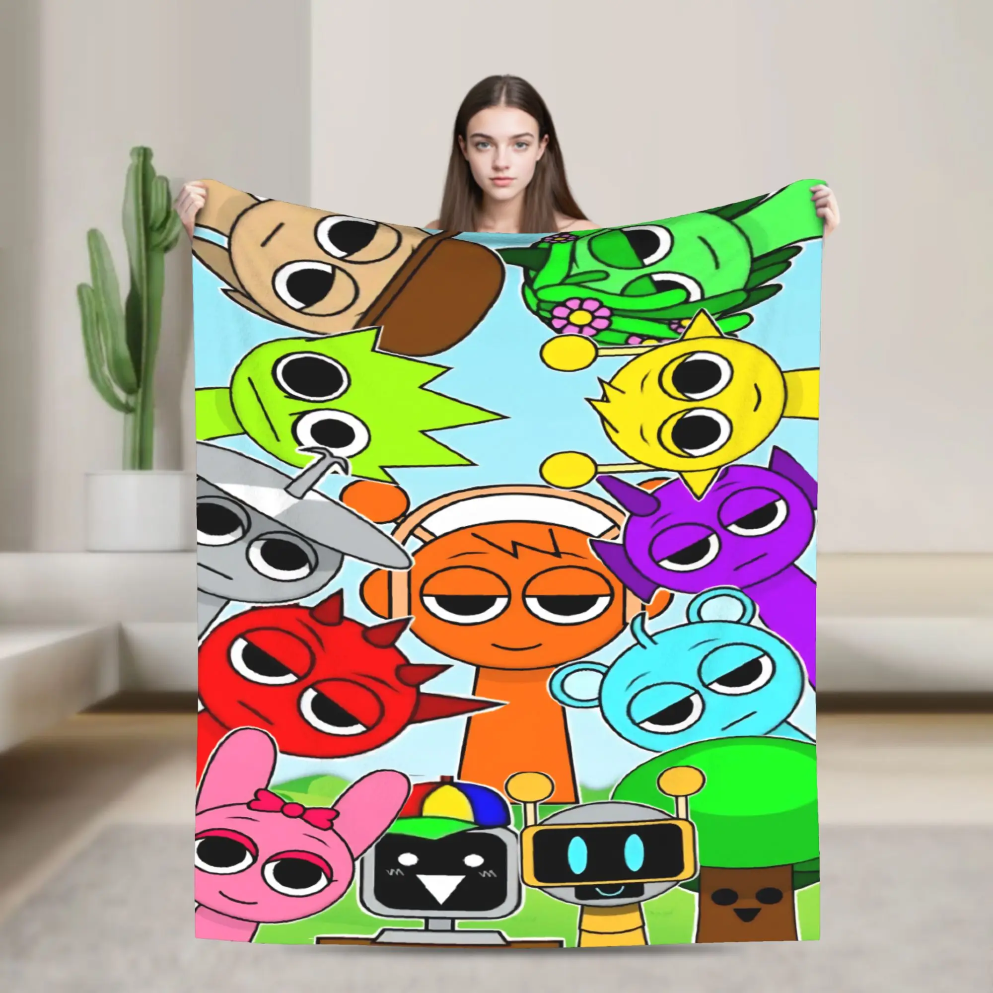 

Одеяло Incredibox Sprunki, фланелевое летнее дышащее мягкое одеяло для кровати, дивана, одеяла