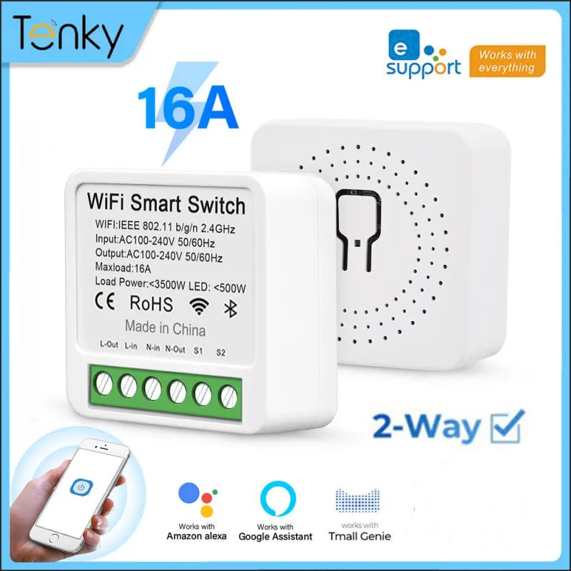EWeLink 16A WiFi Smart Switch Timer Switch Mini Wireless Switch Home Otomasi Module Mendukung Alexa Google Home Remote Control