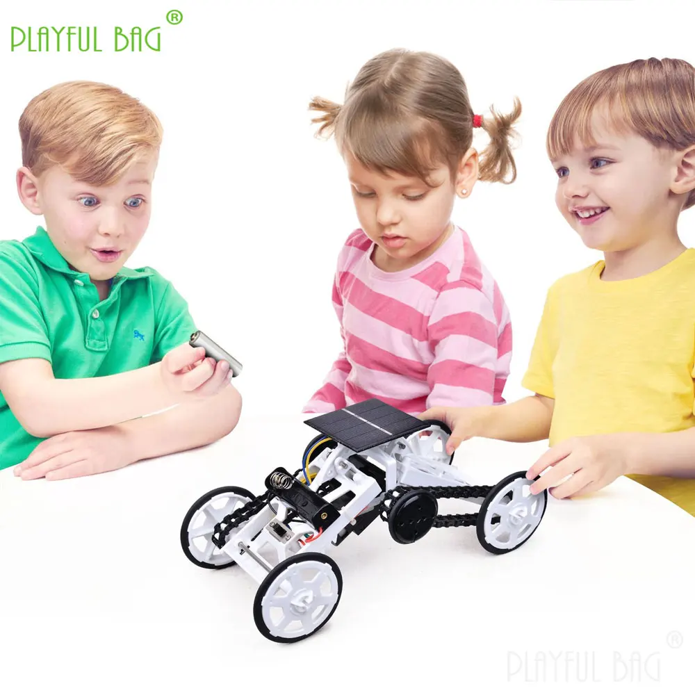 DIY Assembled Solar Four-wheel Drive Climbing Vehicle Car Scientific Experimental Education Electric Toys Kids Puzzle Gift VG147