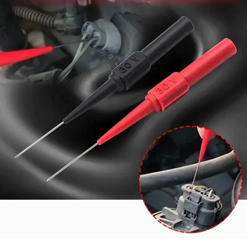 1/2pcs Insulation Piercing Needle Non-destructive Multimeter Test Probes Red/Black 30V-60V For Banana Plug