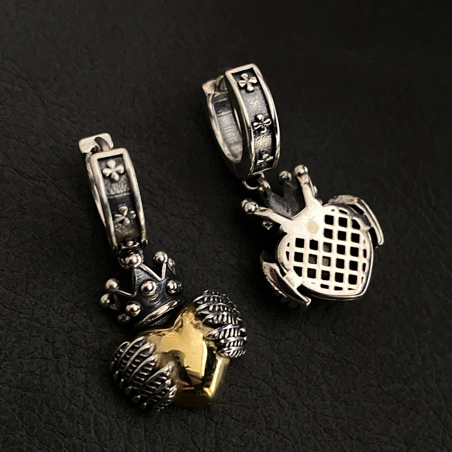 2023 New Arrival Romantic Love Heart Crown Wing Retro 925 Silver Needle Female Tassels Stud Earrings Jewelry No Allergic