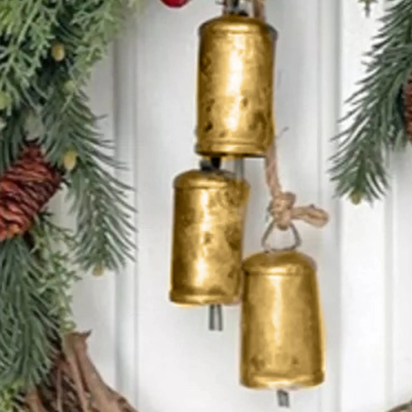 Vintage Style Metal Christmas Bells Rustic Brass Gold Large Bell Cow for Home Garden Decor Crafts Christmas Decorations