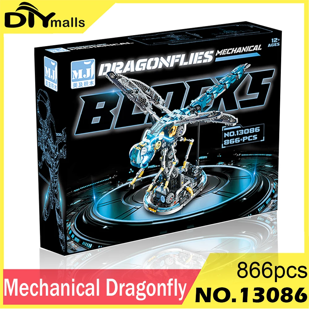 

13086 механическая модель стрекозы, набор строительных блоков, креативные игрушки «сделай сам» для детей, модели для STEM обучения, домашний декор