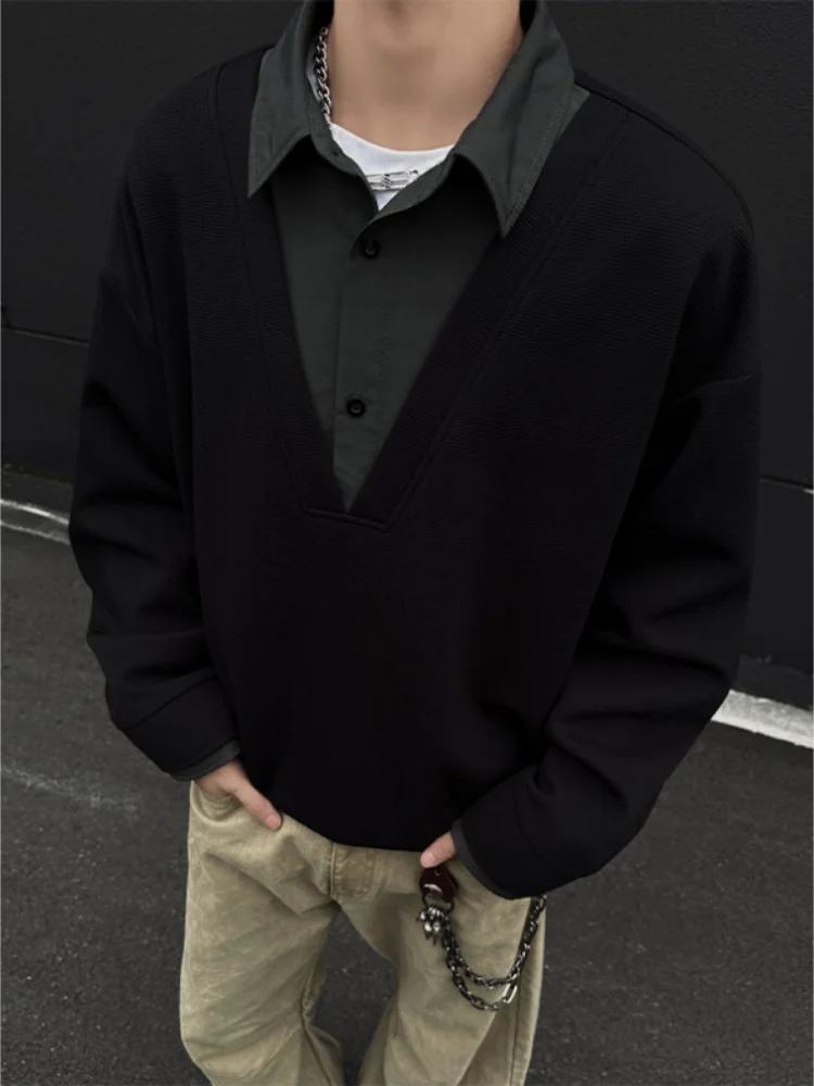 

Мужская толстовка с воротником в американском стиле, весенне-осенняя повседневная верхняя одежда, модный топ Cleanfit, износостойкий, устойчивый к сминанию