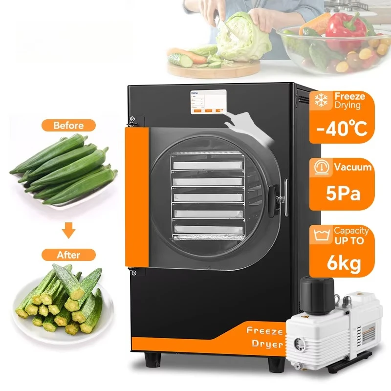 Automatic Home Freeze Dryer 4-6kg Capacity for Food Processing with Pump Engine Gear Vacuum Drying Equipment