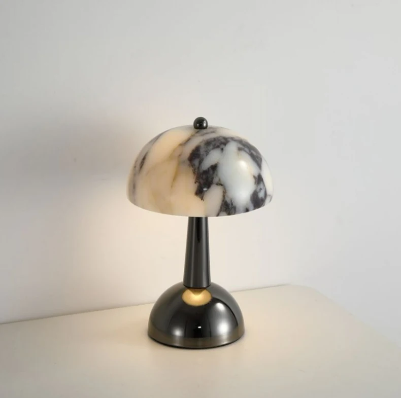Rechargeable Battery LED Night Light Natural Marble Black